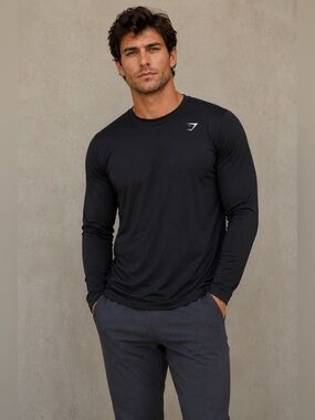 Gymshark Fleece Lined Long Sleeve Training Shirt Men’s Large Black Thermal Top